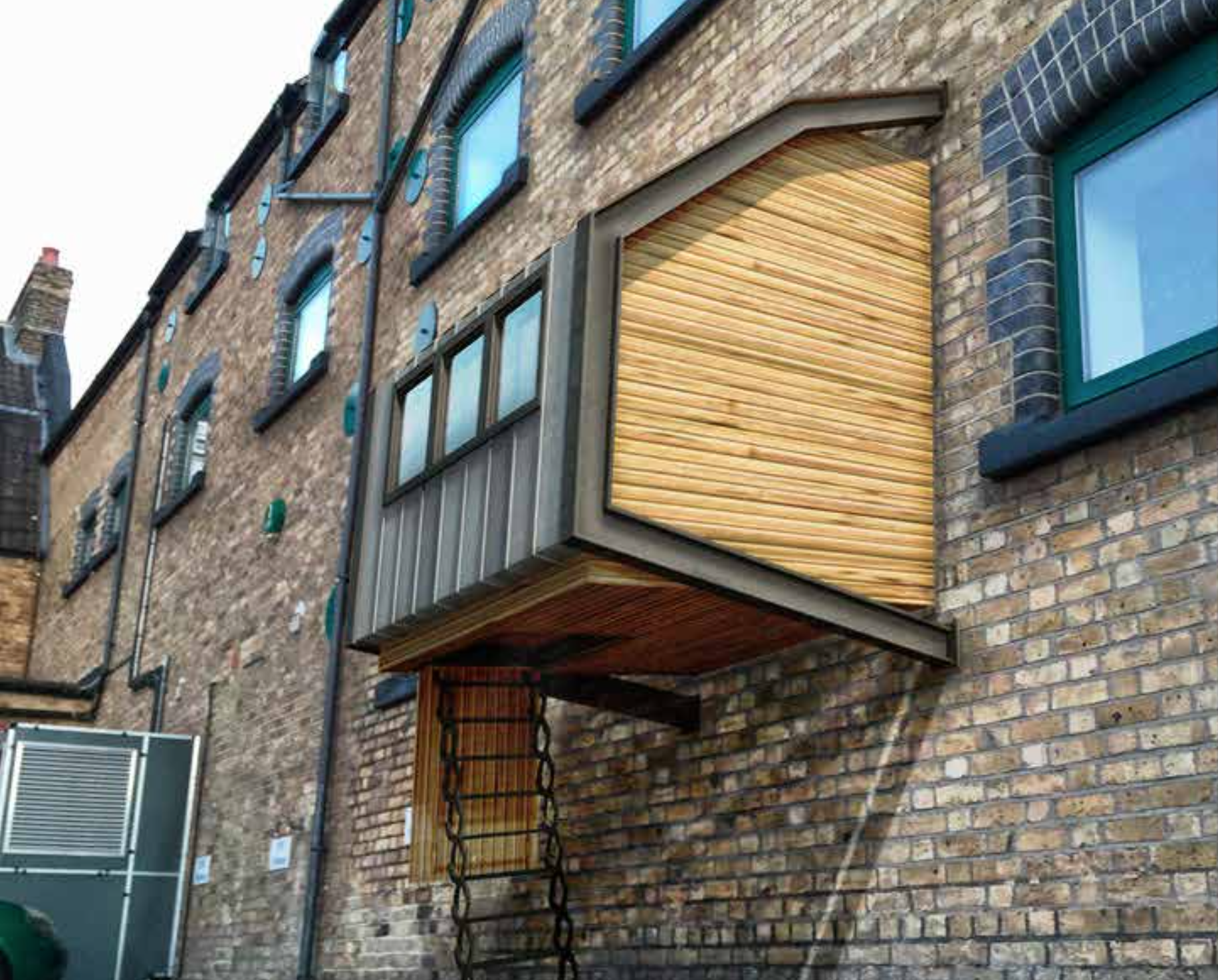 http://www.fakro.com/architects/international-design-competition/inspires-space-for-new-visions/ Parasitic sleeping pods blend in with the host environment.