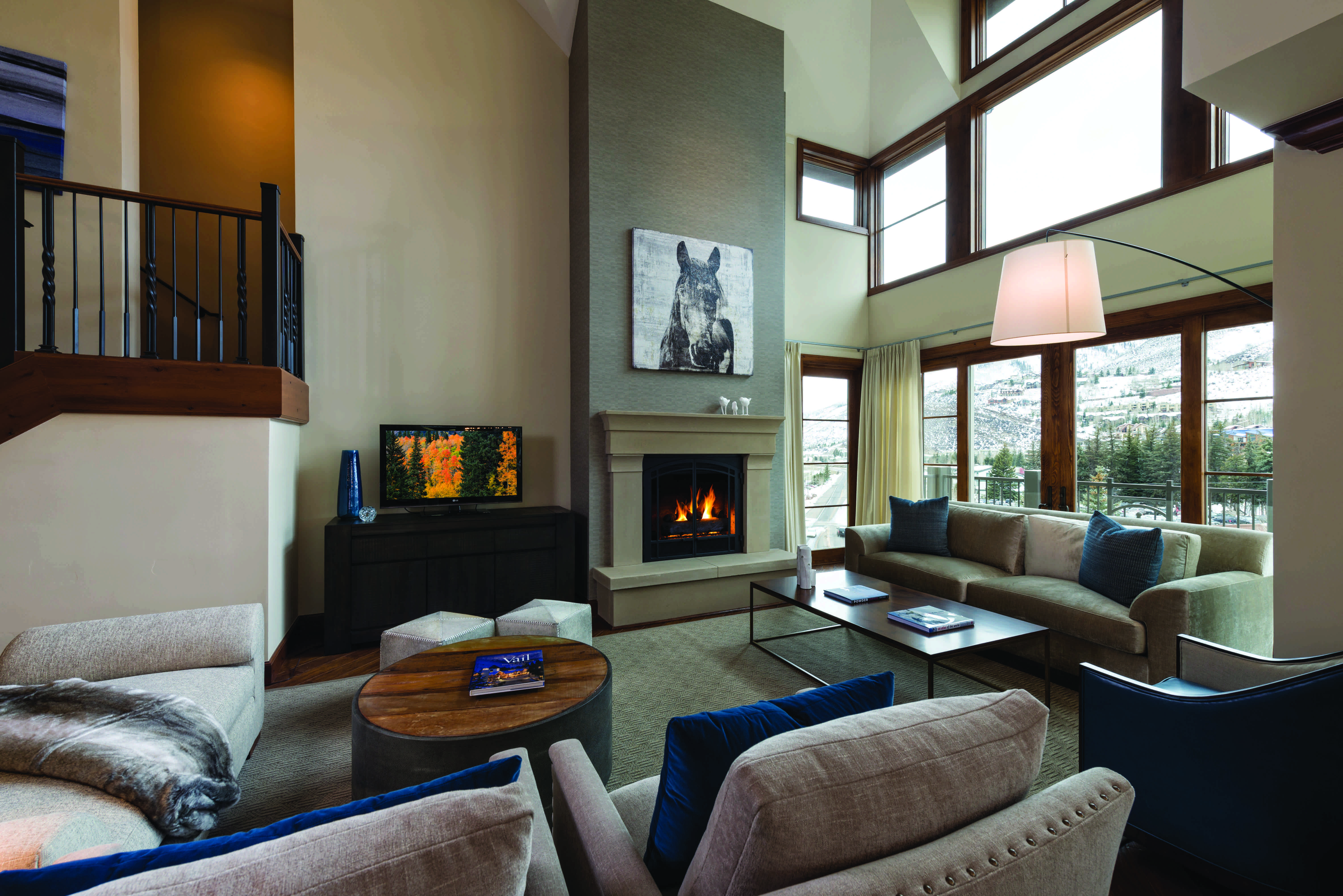 Penthouse living room at the Ritz Carlton Residences Vail