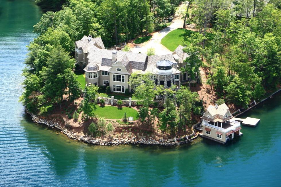 Overhead view of Nick Saban lake house